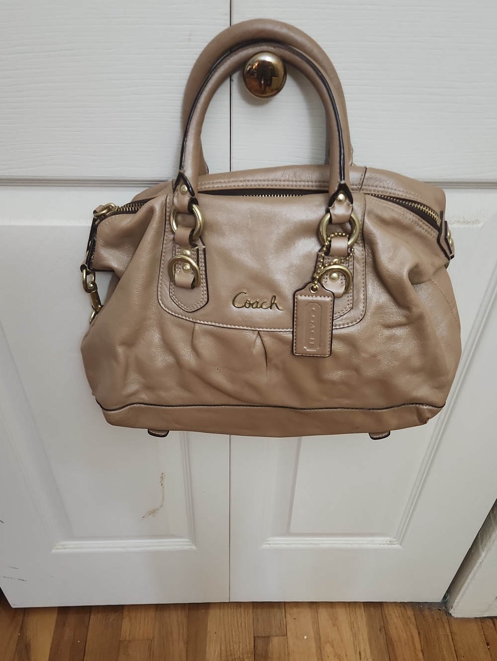 Coach Taupe Leather Satchel with Gold Hardware